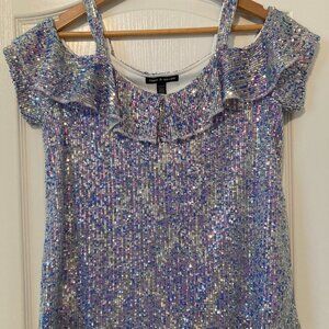 Cable & Gauge Blue/Silver Sequin Top